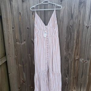 Abercrombie and Fitch Striped Button-Front Maxi Dress with Spaghetti Straps